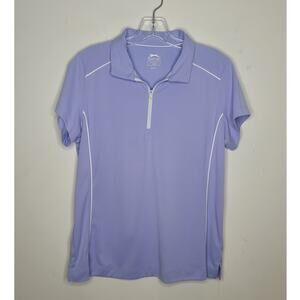 Slazenger Golf lilac short sleeve polo shirt zip up front w white accents- large